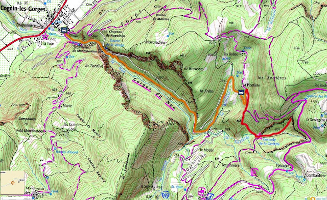 Plan d'accès cascade de la Gerlette, Vercors