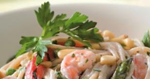 Creamy Garlic Pasta with Shrimp & Vegetables Recipe - LEBANESE RECIPES