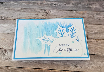 Christmas classics stampin up watercolour wash background blue Christmas card