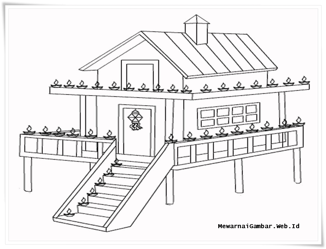 Gambar Rumah Adat Dengan Pensil Rumamu Di