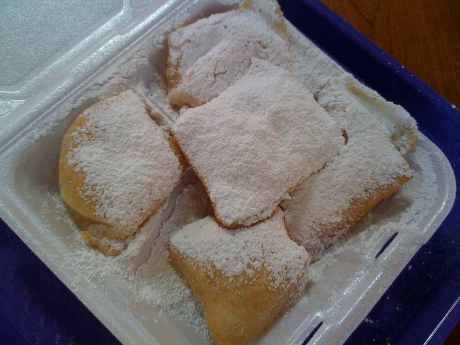 Next piece of advice... spread out the napkins . The powdered sugar ...