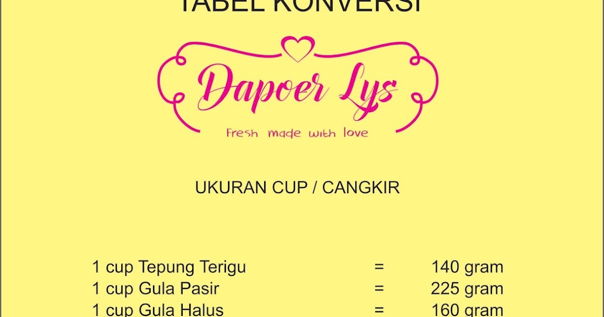 Aurajelita's Kitchen: KONVERSI BERAT DAN VOLUME BAHAN 