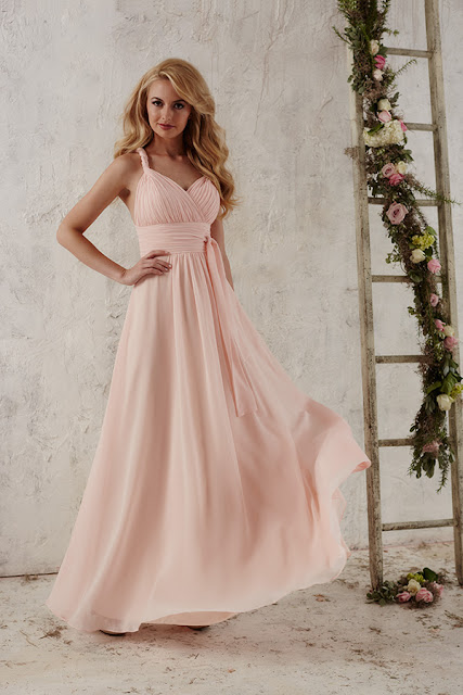 Simple robe de soirée rose pale longue