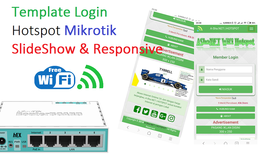 Template Login Hotspot  Mikrotik Slideshow dan Responsive 