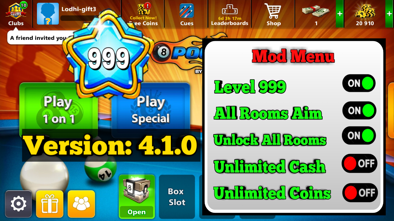 Download 8 Ball Pool Mod Apk 4.1.0 ( Level 999 + Extended ... - 