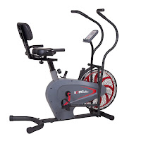 Body Rider BRF980 Stationary Upright Air Resistance Fan Bike, with exclusive Curve-crank technology, adjustable resistance, digital LCD monitor, dual-action handlebars, adjustable seat with backrest