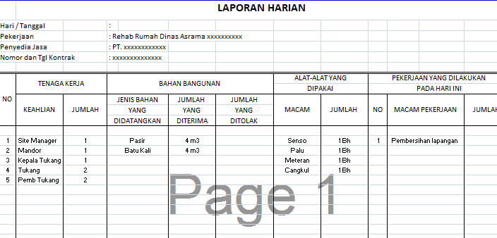 KUMPULAN FILE LAPORAN PROYEK HARIAN, MINGGUAN DAN AKHIR