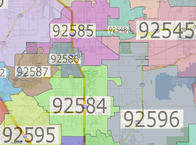 menifee ca zip code map