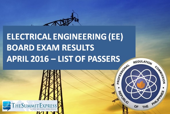 April 2016 Electrical Engineer REE, RME board exam results