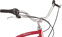 Swept-back handlebars with SRAM twist shifters & linear pull brakes on Schwinn Women's Sanctuary 7-Speed Cruiser Bicycle, image