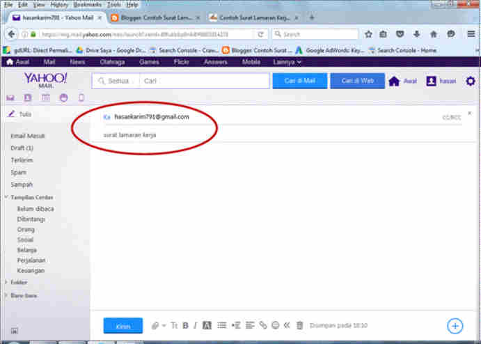 Contoh Cara Kirim Surat lamaran kerja Via Email Yahoo 