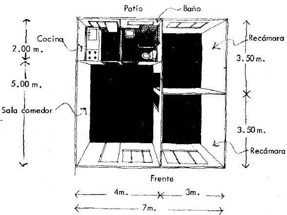 Idea 1-Vivienda en terreno de 7 mts. de ancho