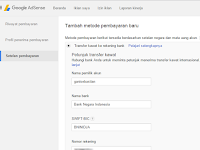 Pembayaran Adsense Dengan Transfer Bank Mudah, Cepat dan Aman
