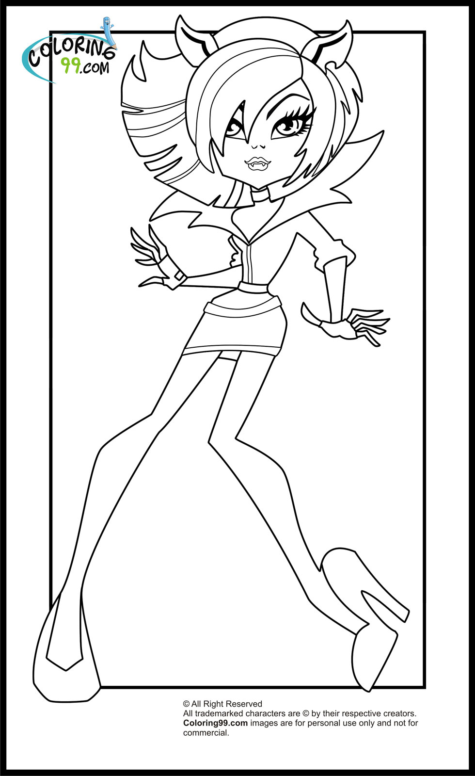 Clawdeen wolf coloring page from Team Colors