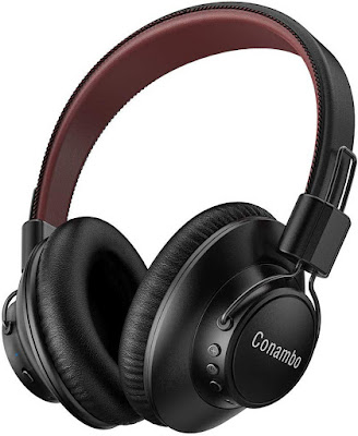 Active Noise Cancelling Headphones, Conambo CQ7 Bluetooth Headphones Over Ear with Hi-Fi Deep Bass, CVC 6.0 Microphone, Soft Protein Ear Pads,