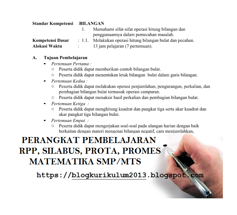 RPP SILABUS PROTA PROMES Matematika Kelas 7, 8, 9 ...