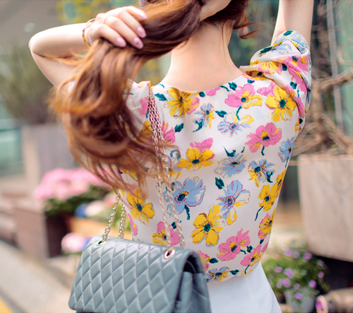 Three Color Floral Printed Blouse