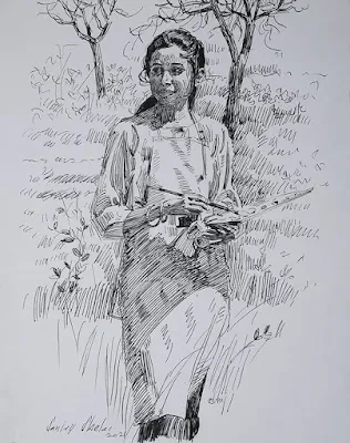 A young Plain air artist painting Sanjay Shelar