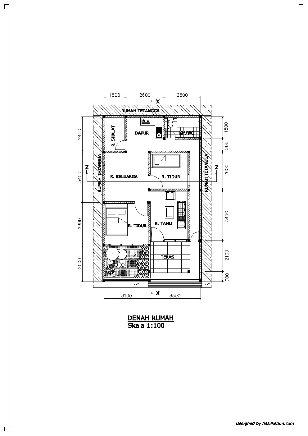  Contoh  Gambar  Denah  Rumah  Satu Lantai Ide Bangunan