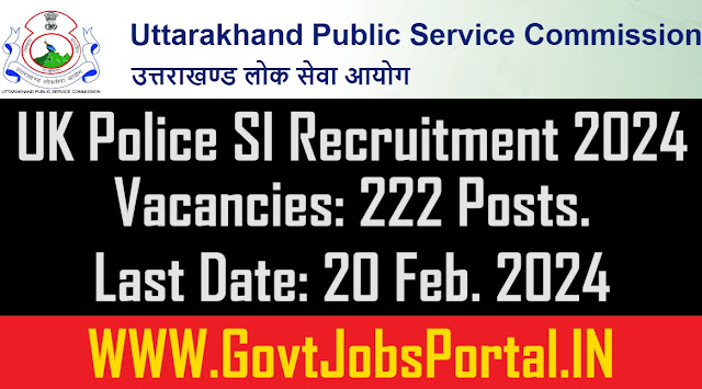 Uttarakhand Police SI Recruitment 2024: Apply for 222 Vacancies - Notification, Eligibility, and Important Dates