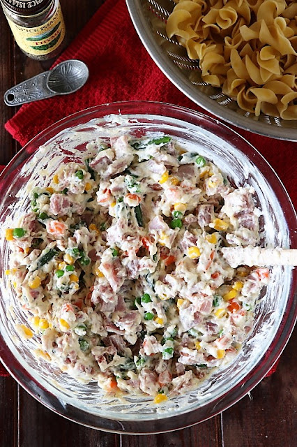 Ham and Vegetable Mixture for Leftover Ham & Noodle Casserole Image