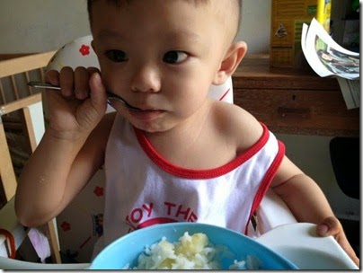 Mother's Day - Baby Jayden enjoying the meal