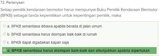 Contoh Soal Ujian teori SIM A dgn Kunci Jawaban Oktober 2018