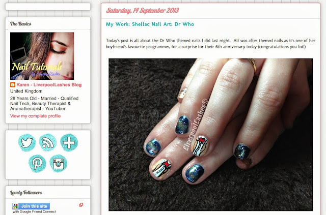 Screenshot of a Dr Who nailart tutorial on Liverpool Lashes blog