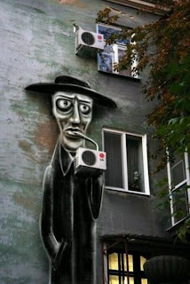Street art with air conditioner