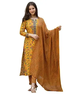 Vaamsi Women's Floral Straight Printed Kurta Pant With Dupatta Set | kurta sets for woman|shopping mall indian|