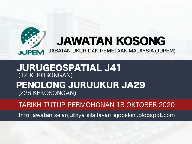 Jawatan Kosong JUPEM Oktober 2020