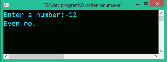 program in c to check a number is odd or even using function and enumeration