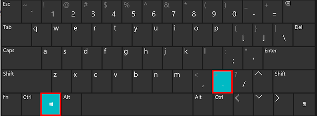 Keyboard: Press Windows Key + "."
