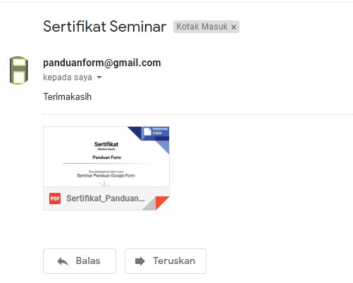 membuat sertifikat online google form terkirim email