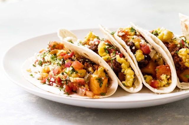 Breakfast Tacos with Fire Roasted Tomato Salsa #dinner #breakfast