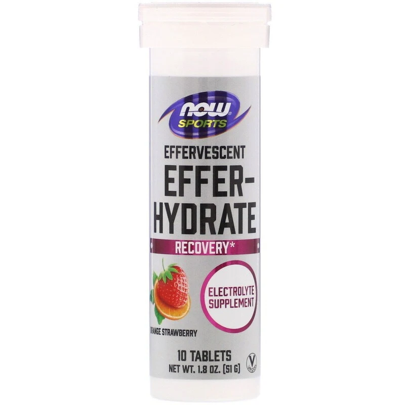 Now Foods, Sports, Effer-Hydrate, Orange Strawberry, 10 Tablets, 1.8 oz (51 g)