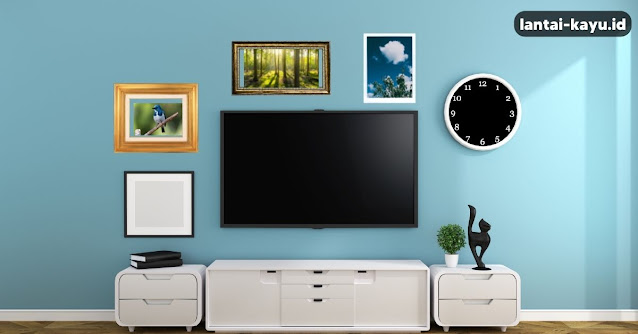 Dekorasi Ruang TV Minimalis yang Dipercantik Bingkai Foto
