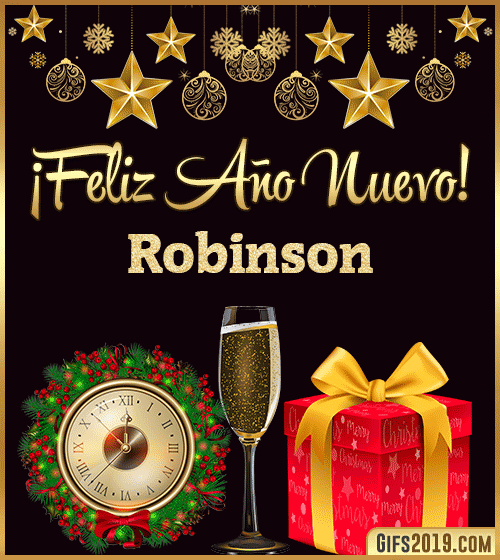 Gif de feliz año nuevo con nombre robinson