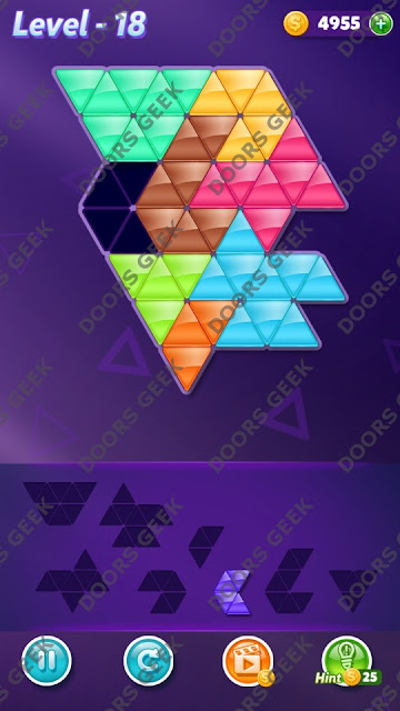 Block! Triangle Puzzle 8 Mania Level 18 Solution, Cheats, Walkthrough for Android, iPhone, iPad and iPod