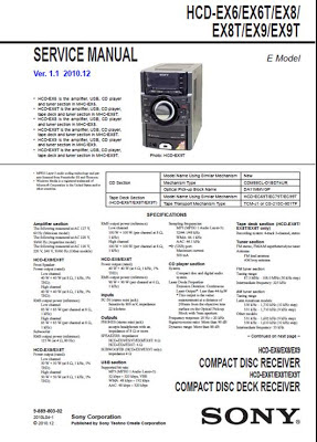 Diagrama HCD-EX6 EX6T EX8 EX8T EX9 EX9T Sony