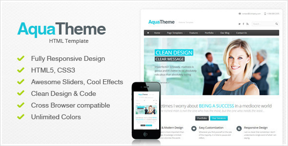 Aqua - Responsive HTML Template - Corporate Site Templates