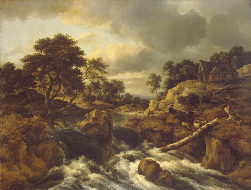 Waterfall in Norway by Jacob Isaaksz van Ruisdael - Landscape Paintings from Hermitage Museum