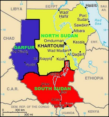Maps of Sudan, Darfur and Chad. (click links for larger size maps)