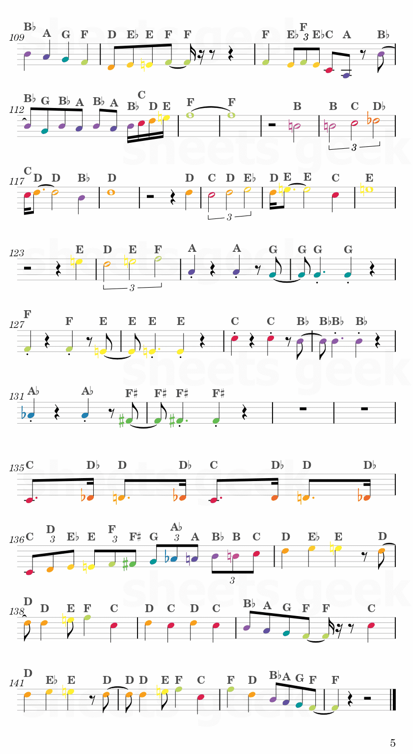 Coconut Mall - Mario Kart Wii Easy Sheet Music Free for piano, keyboard, flute, violin, sax, cello page 5