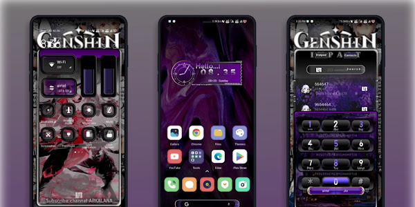 BEST MIUI Theme Based On GENSHiN Game with Unique Interface in Dark With WhatsApp Module 