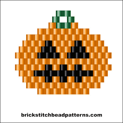 Click for a larger image of the Simple Pumpkin brick stitch bead pattern color chart.