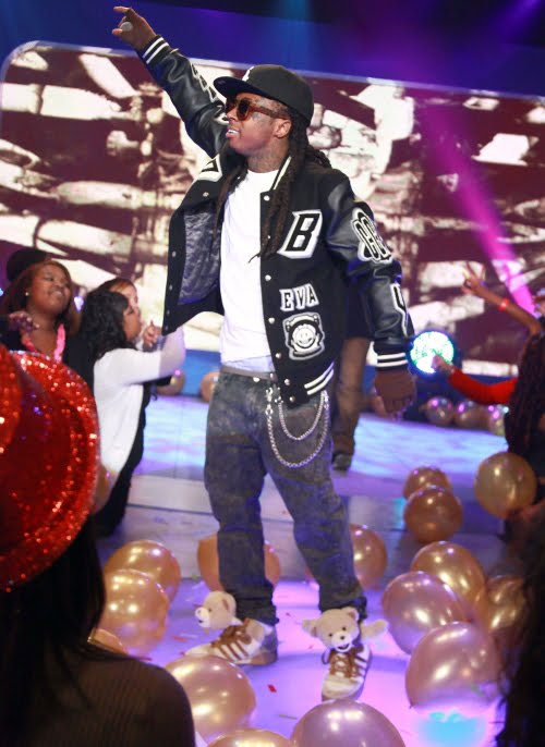 Lil Wayne in the ADIDAS Jeremy Scott ” Teddy Bear” Originals