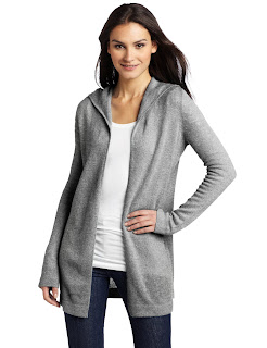 Christopher Fischer 100% Cashmere Women Long Sleeve Hooded Open Cardigan On Sale