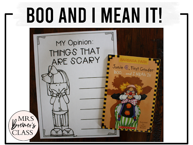 Junie B Jones Boo and I Mean It book activities unit with printables, literacy companion activities, and reading worksheets for First Grade and Second Grade
