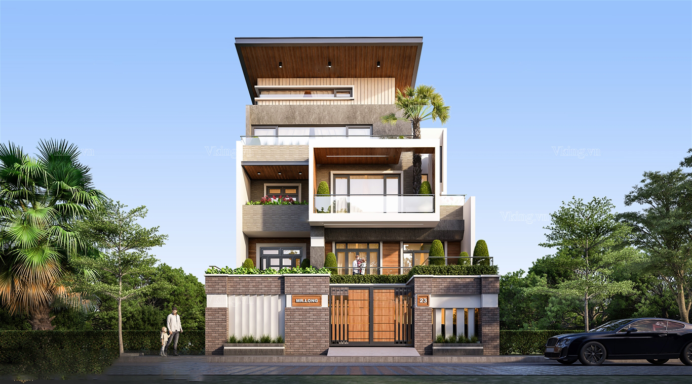 Thiết kế biệt thự 4 tầng hiện đại tại Quang Trung, Tp. Phủ Lý, Hà Nam